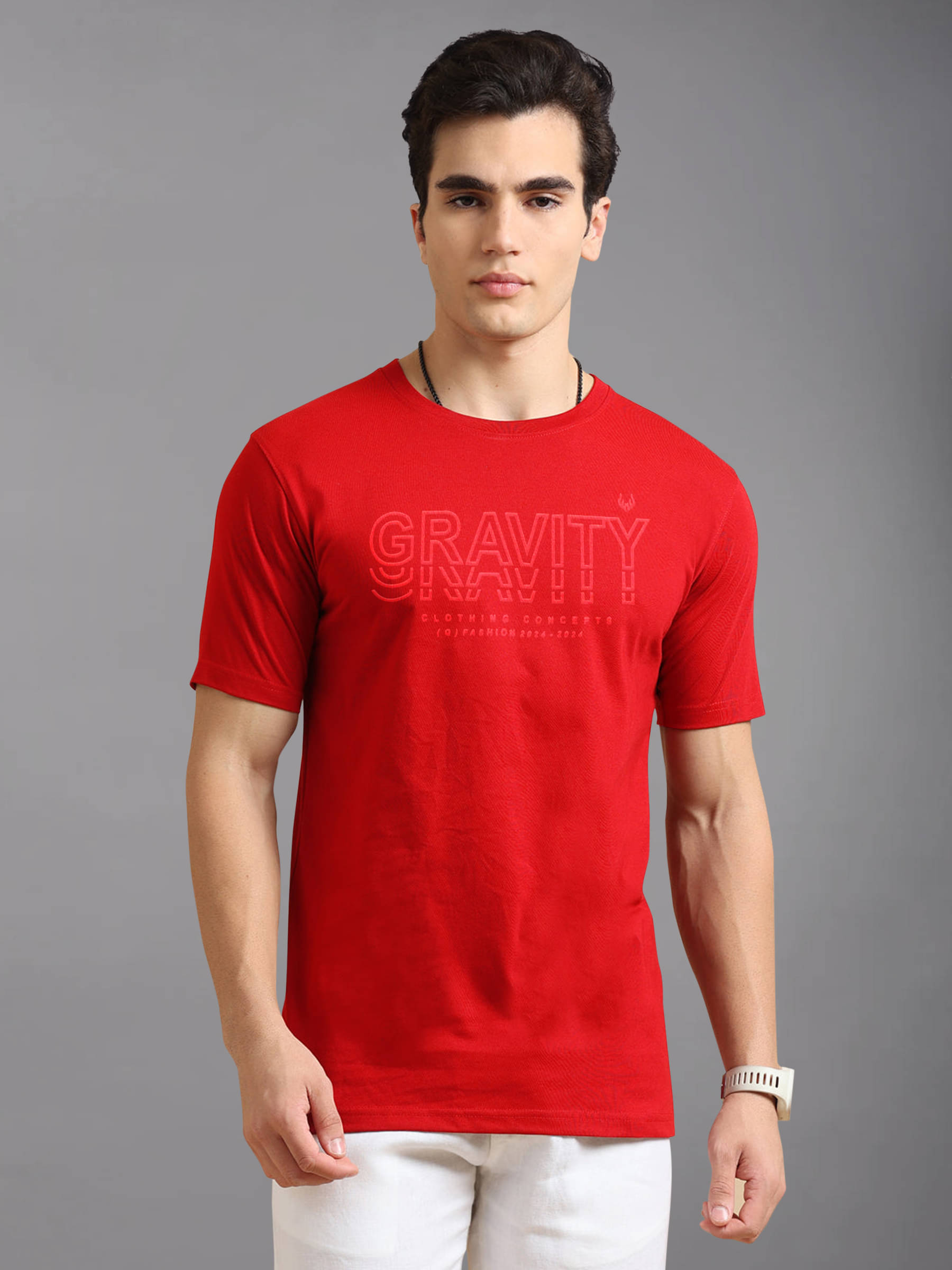     			BLUE ARC Cotton Blend Regular Fit Self Design Half Sleeves Men's Round T-Shirt - Red ( Pack of 1 )