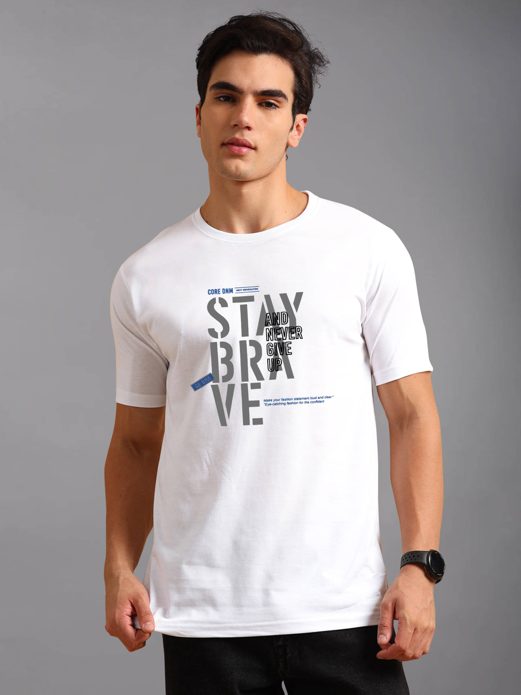     			BLUE ARC Cotton Blend Regular Fit Printed Half Sleeves Men's Round T-Shirt - White ( Pack of 1 )