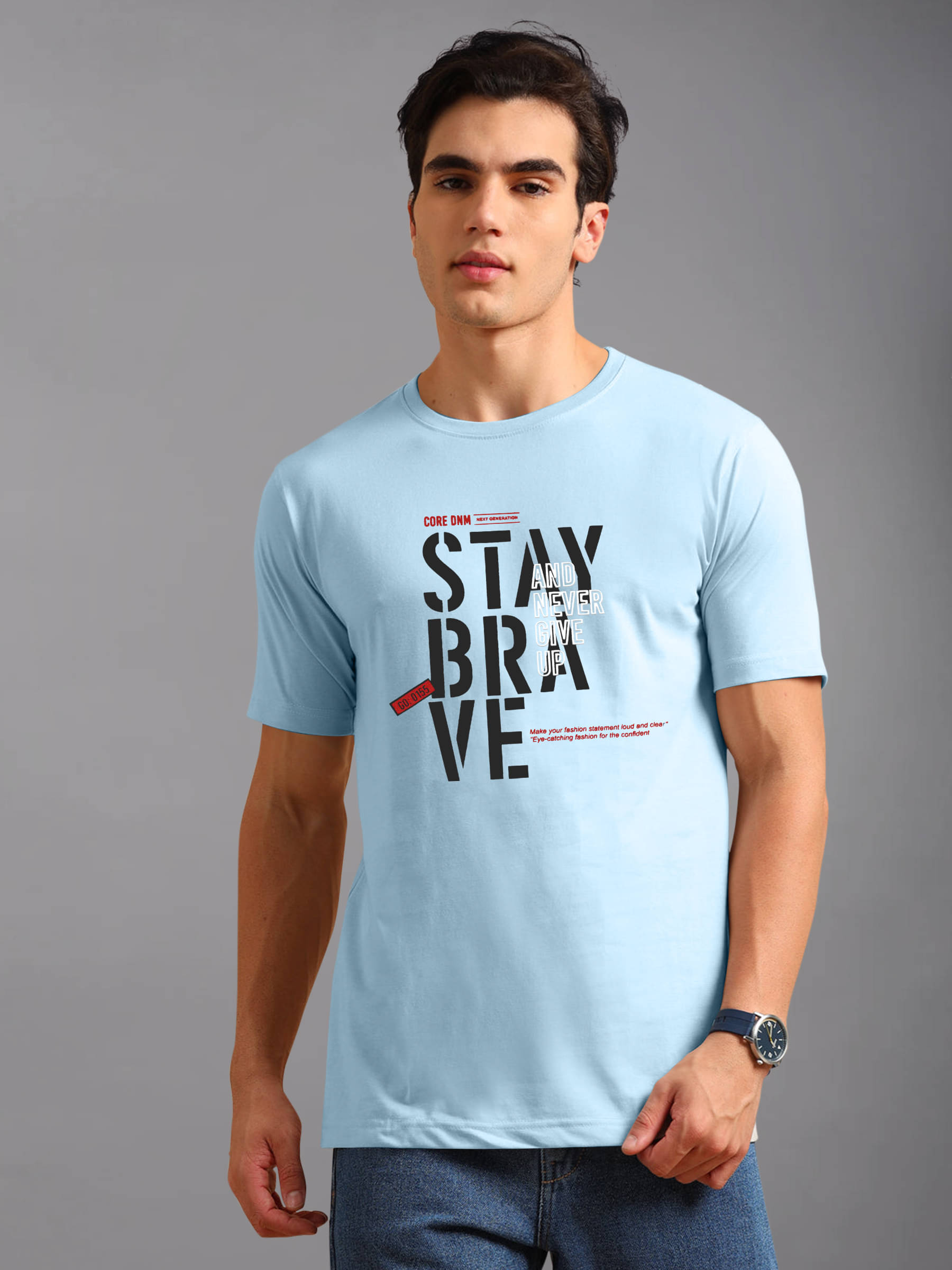     			BLUE ARC Cotton Blend Regular Fit Printed Half Sleeves Men's Round T-Shirt - Blue ( Pack of 1 )