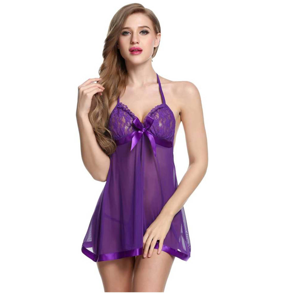     			Estilo Vastra Purple Hosiery Women's Nightwear Baby Doll Dresses With Panty ( Pack of 1 )