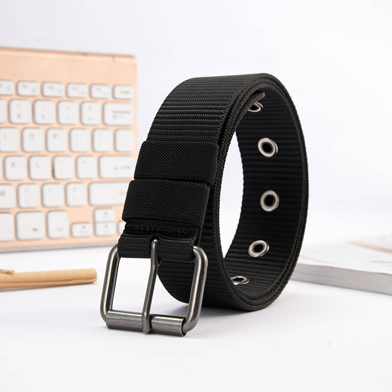 Front Look - Black Nylon Men's Casual Belt ( Pack of 1 ) Front Look - Black Nylon Men's Casual Belt ( Pack of 1 )