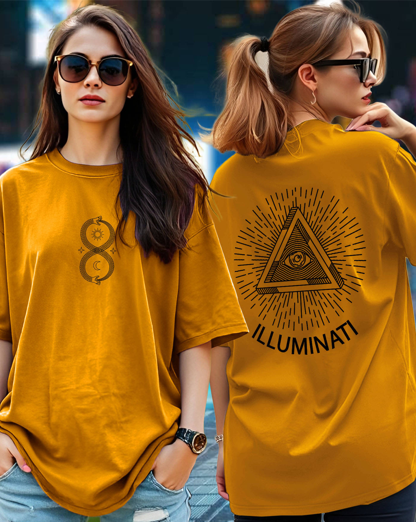 GESPO Women Cotton Blend Printed Oversized Fit Round Neck T-Shirt ( Mustard ) GESPO Women Cotton Blend Printed Oversized Fit Round Neck T-Shirt ( Mustard )