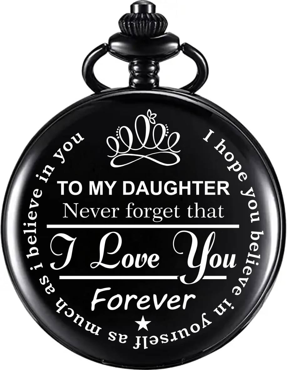     			My Daughter Love Black Pocket Watch Car, Bike Key Chain with Key Ring Men & Women Gift Key Chain