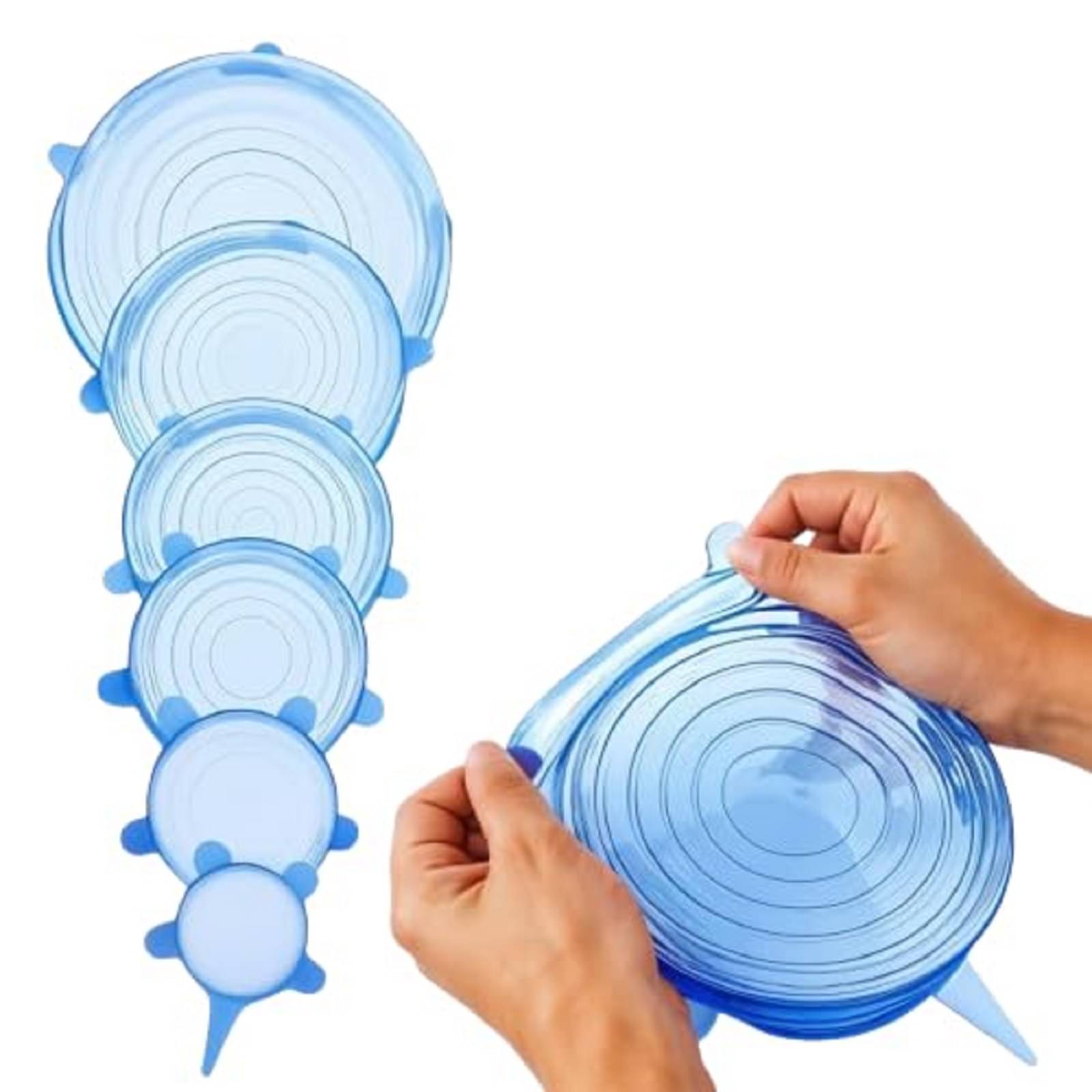     			Gjshop Blue Silicone Silicon Food Lids (Set of 6) ( Set of 6 )