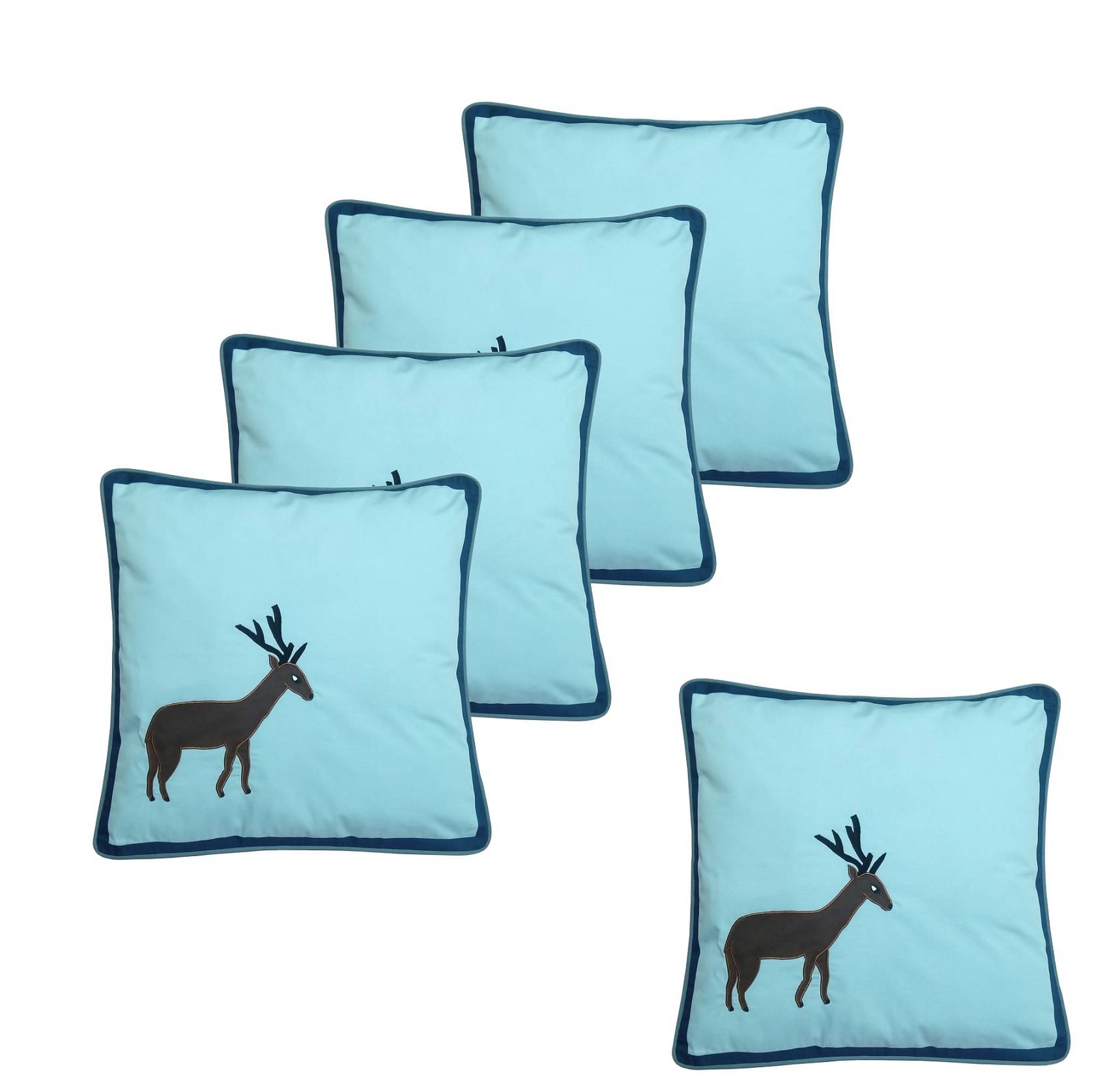     			HUGS N RUGS Set of 5 Cotton PatchWork Square Cushion Cover (40X40)cm - Blue