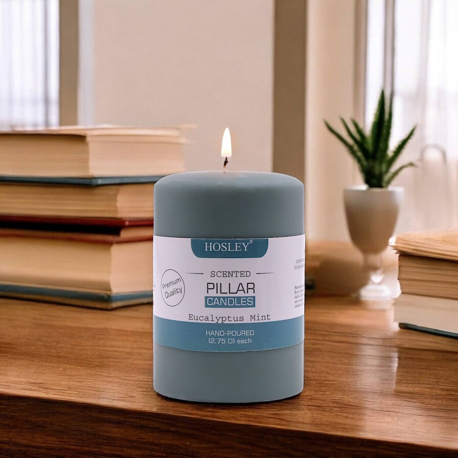     			Hosley Grey Pillar Candle 7 cm ( Pack of 1 )