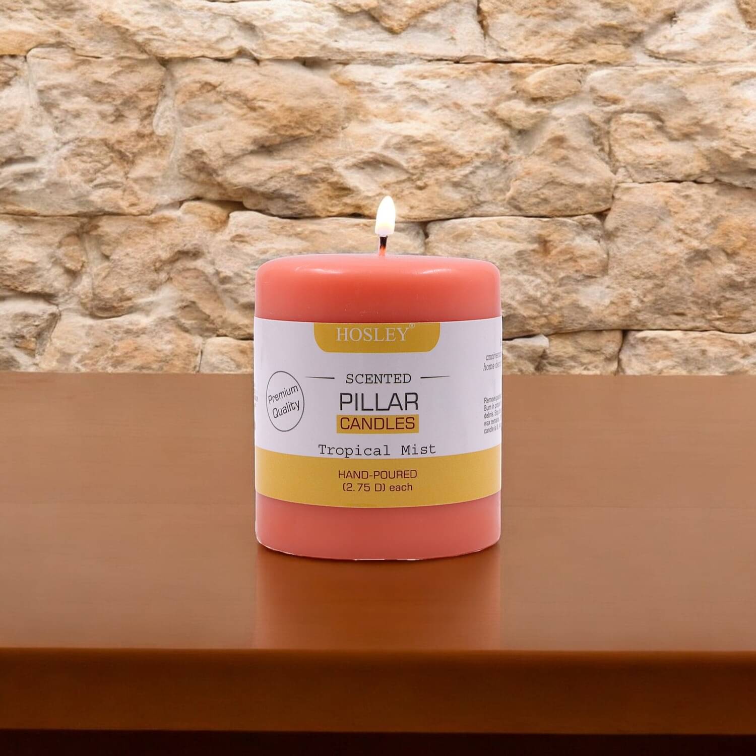     			Hosley Orange Pillar Candle 7 cm ( Pack of 1 )