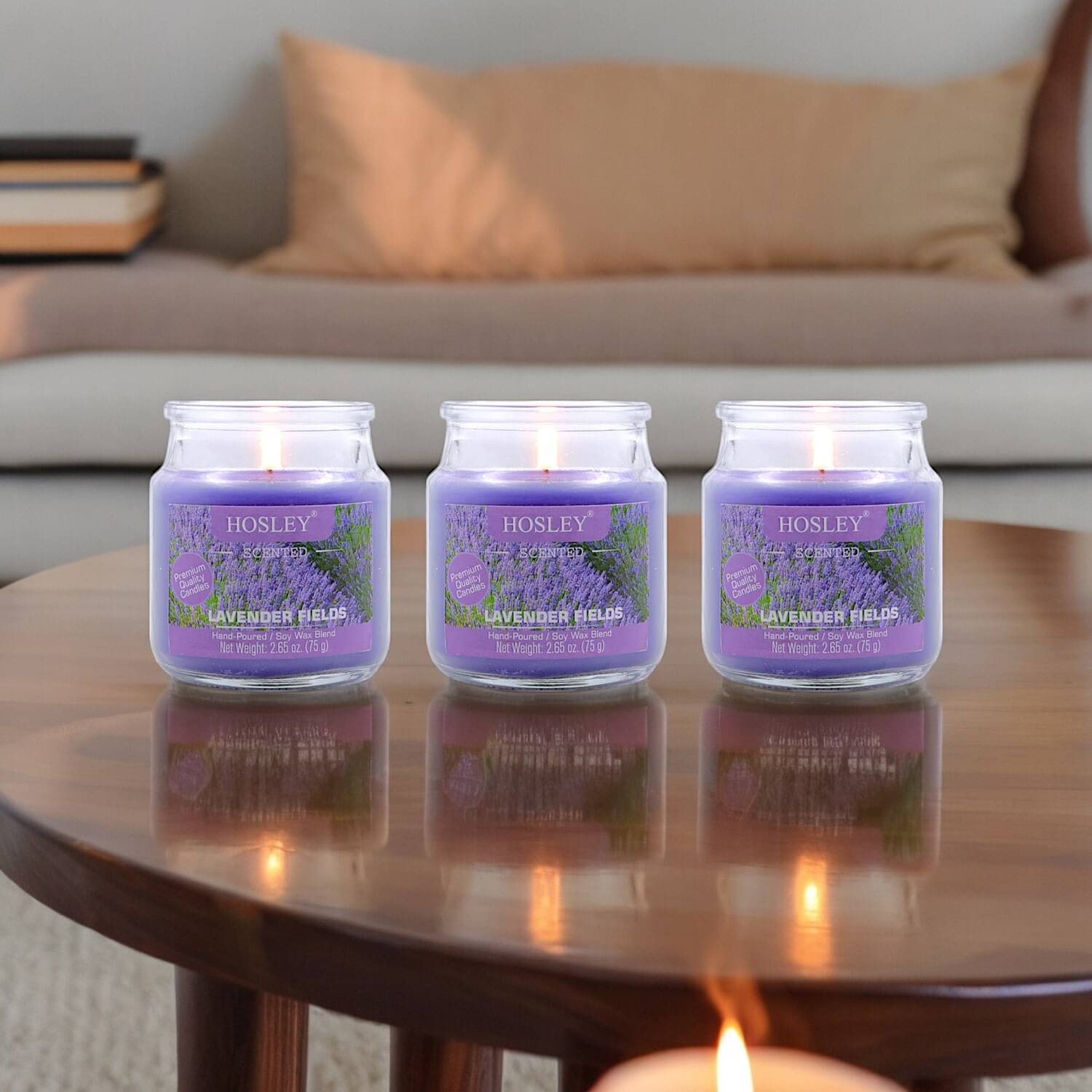     			Hosley Purple Jar Candle 6 cm ( Pack of 1 )