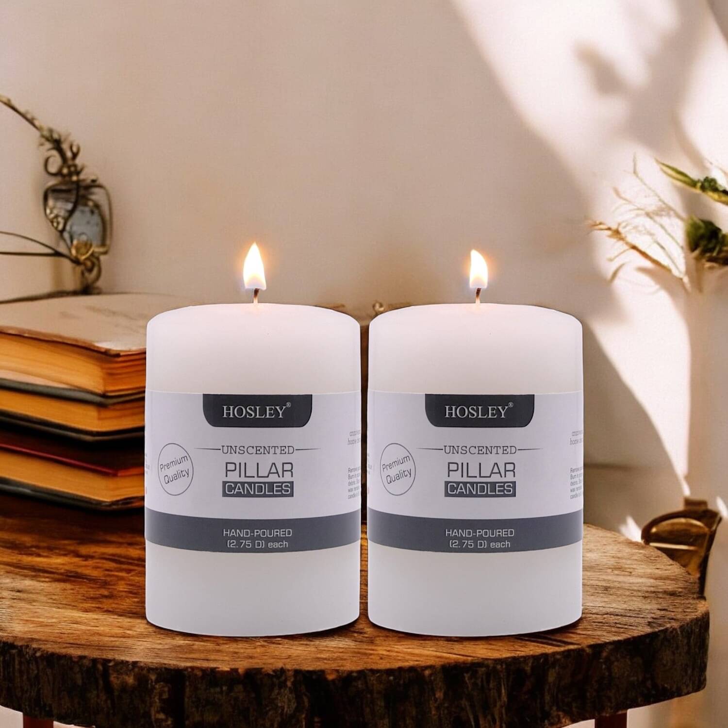     			Hosley White Pillar Candle 7 cm ( Pack of 1 )