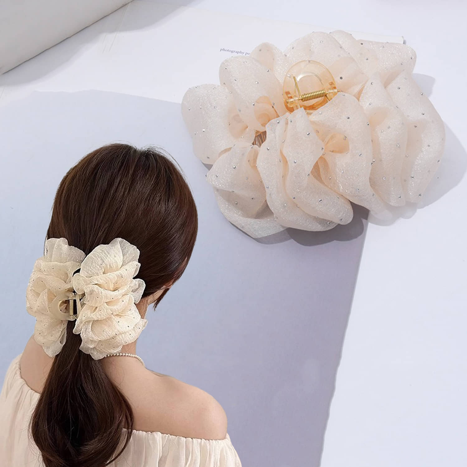 Elegant Ruffle Design Hair Clutcher-1Pc (Brown) - Jewellery Sets | Buy online on ZillyBuy