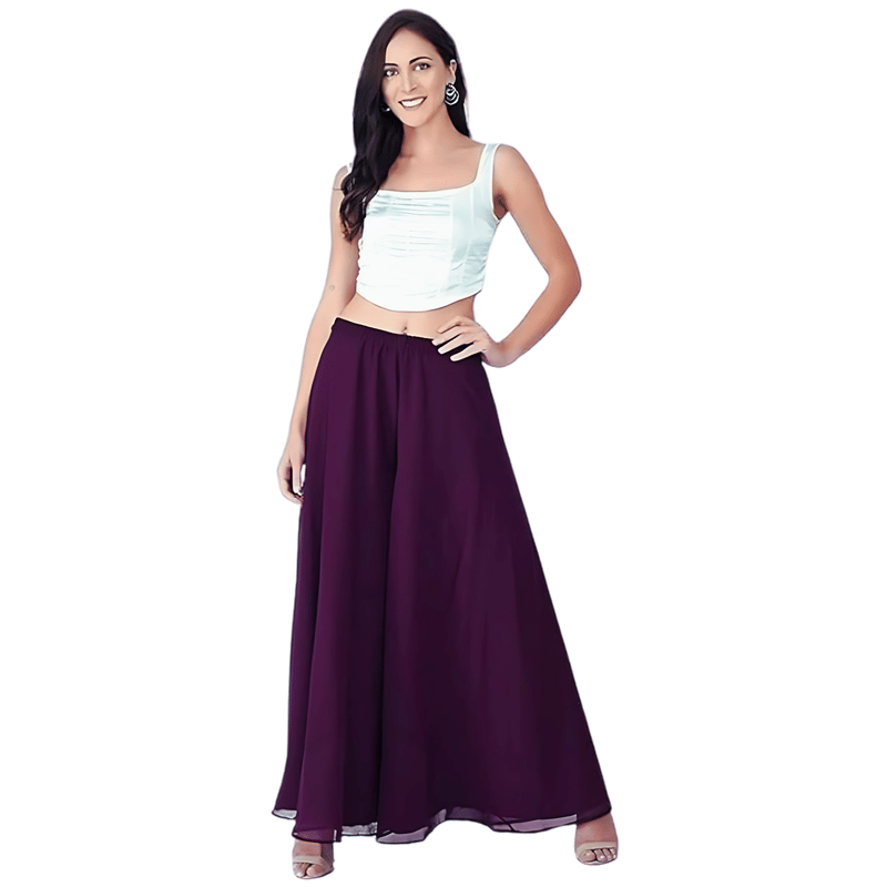 Mithusa - Wine Georgette Women's Palazzo ( Pack of 1 ) Mithusa - Wine Georgette Women's Palazzo ( Pack of 1 )