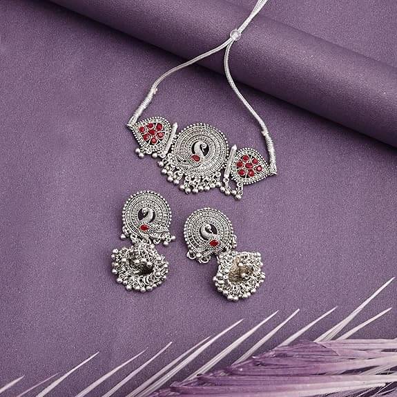     			Opus Gems Maroon Alloy Necklace Set ( Pack of 1 )