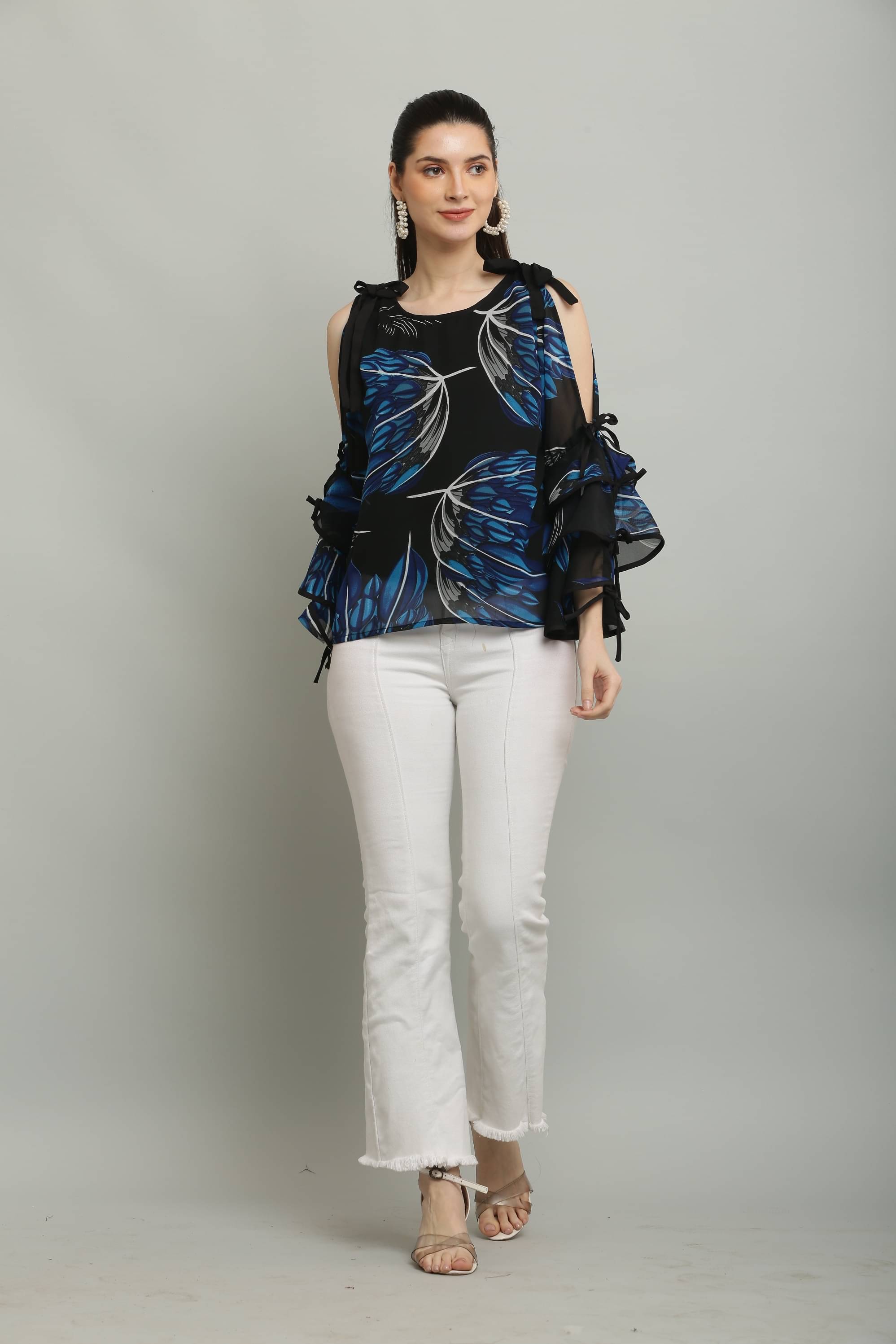     			RC NEOEN Women's Georgette A-Line Top ( Blue )