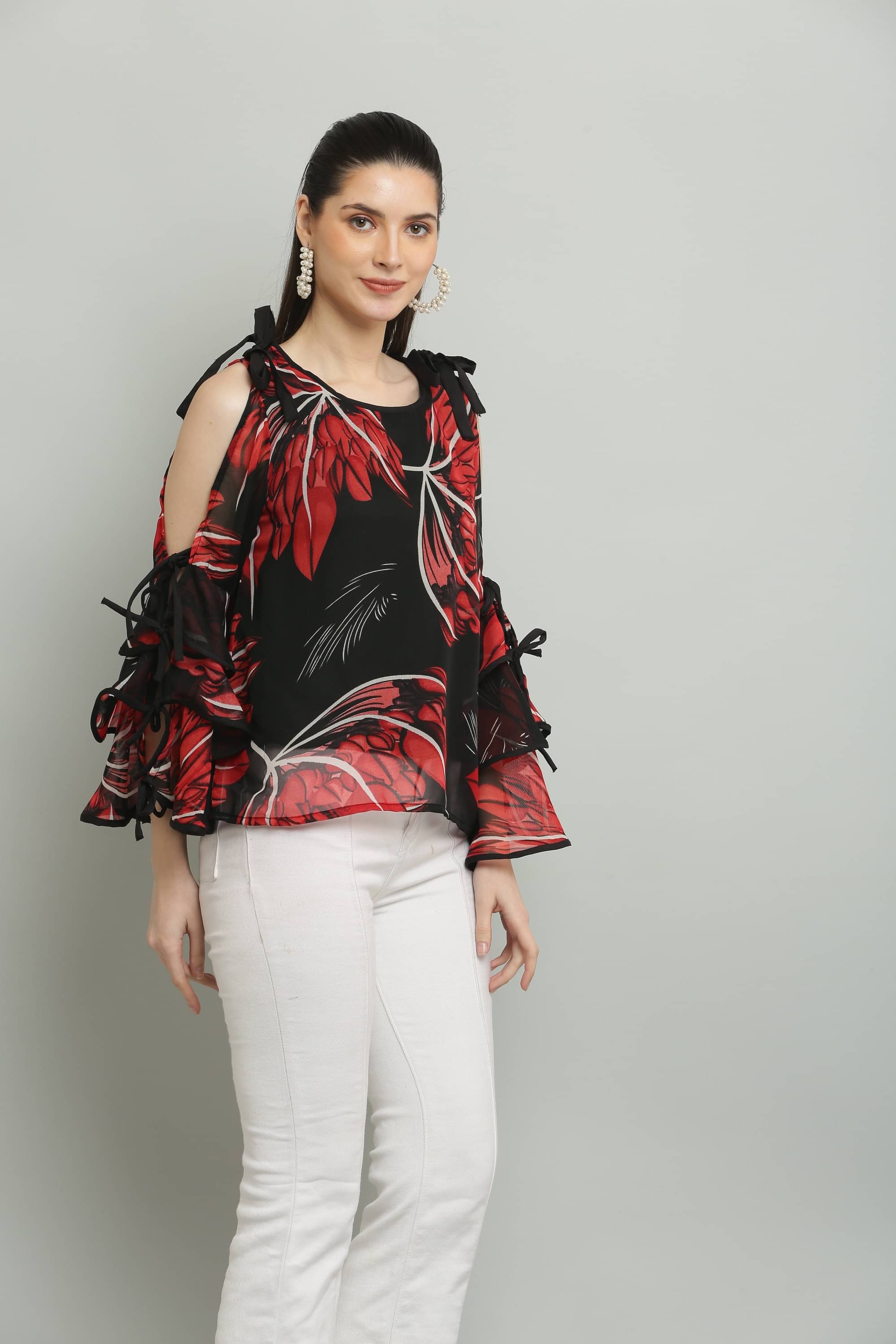     			RC NEOEN Women's Georgette A-Line Top ( Red )