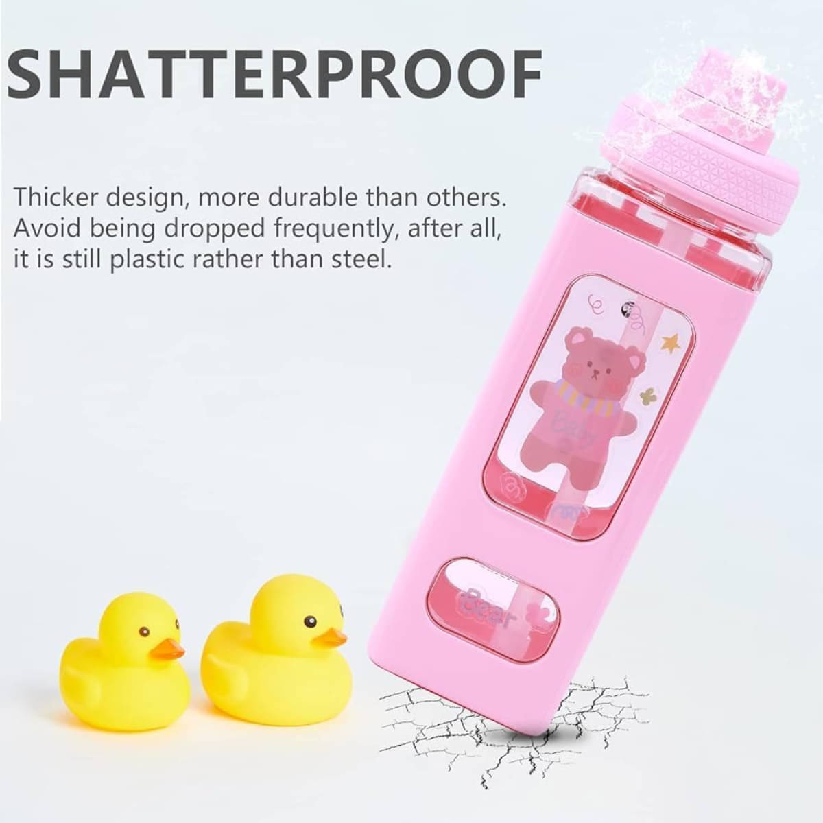     			Radhe Fashion Cartoon water bottle for kids, kawaii water bottle Multicolour Plastic Water Bottle 700 mL ( Set of 1 )