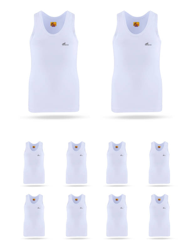 Renox Pack of 10 Boys Cotton Vest ( White )     			Renox Pack of 10 Boys Cotton Vest ( White )