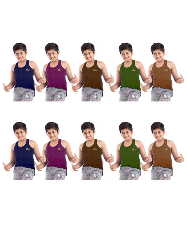 Renox Pack of 10 Boys Cotton Vest ( Multicolor ) - Nightwear & Loungewear | Buy online on ZillyBuy