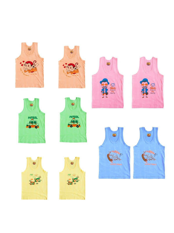 Renox Pack of 10 Boys Cotton Vest ( Multicolor ) Renox Pack of 10 Boys Cotton Vest ( Multicolor )