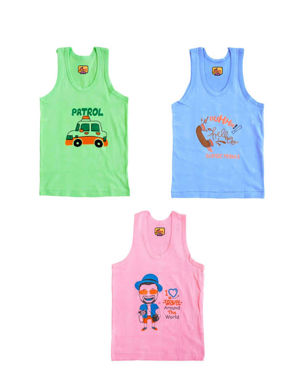 Renox Pack of 3 Boys Cotton Vest ( Multicolor ) - Nightwear & Loungewear | Buy online on ZillyBuy