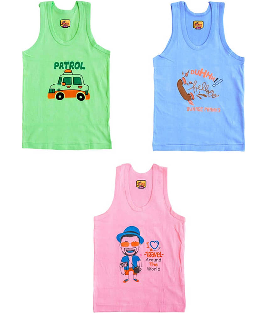 Renox Pack of 3 Boys Cotton Vest ( Multicolor ) - Nightwear & Loungewear | Buy online on ZillyBuy