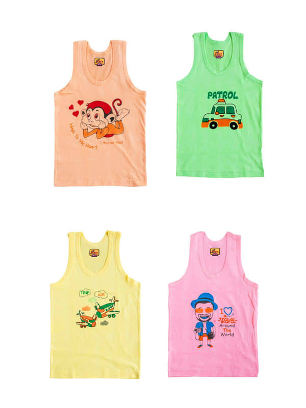 Renox Pack of 4 Boys Cotton Vest ( Multicolor ) - Nightwear & Loungewear | Buy online on ZillyBuy