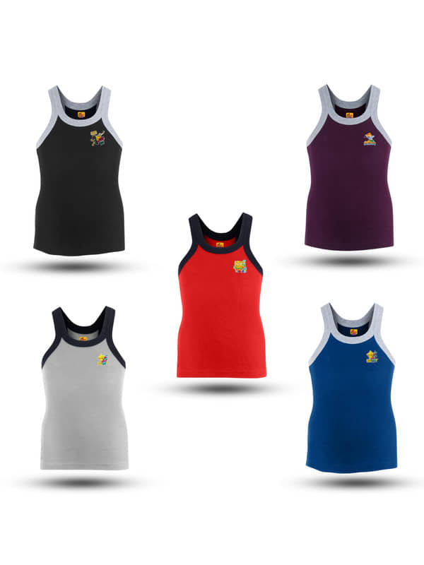Renox Pack of 5 Boys Cotton Vest ( Multicolor ) - Nightwear & Loungewear | Buy online on ZillyBuy