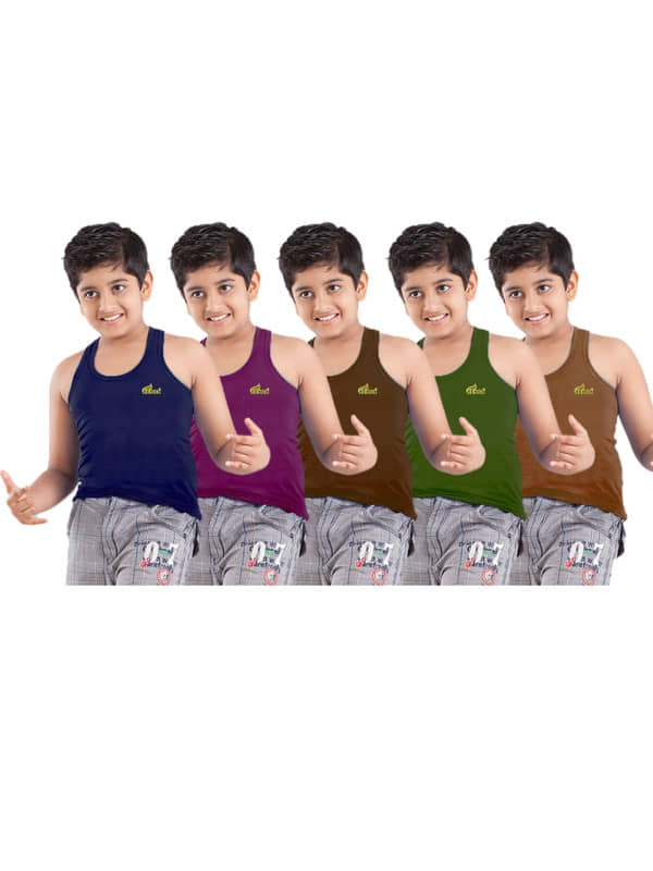 Renox Pack of 5 Boys Cotton Vest ( Multicolor ) - Nightwear & Loungewear | Buy online on ZillyBuy