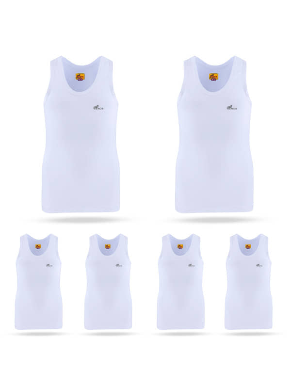 Renox Pack of 6 Boys Cotton Vest ( White ) - Nightwear & Loungewear | Buy online on ZillyBuy