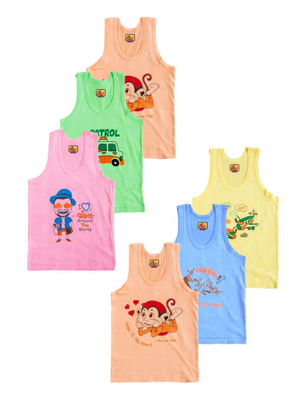 Renox Pack of 6 Boys Cotton Vest ( Multicolor ) - Nightwear & Loungewear | Buy online on ZillyBuy