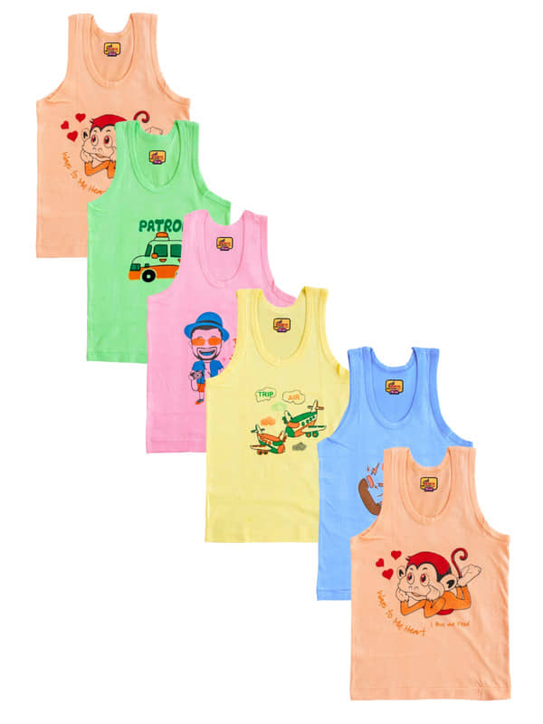 Renox Pack of 6 Boys Cotton Vest ( Multicolor ) - Nightwear & Loungewear | Buy online on ZillyBuy