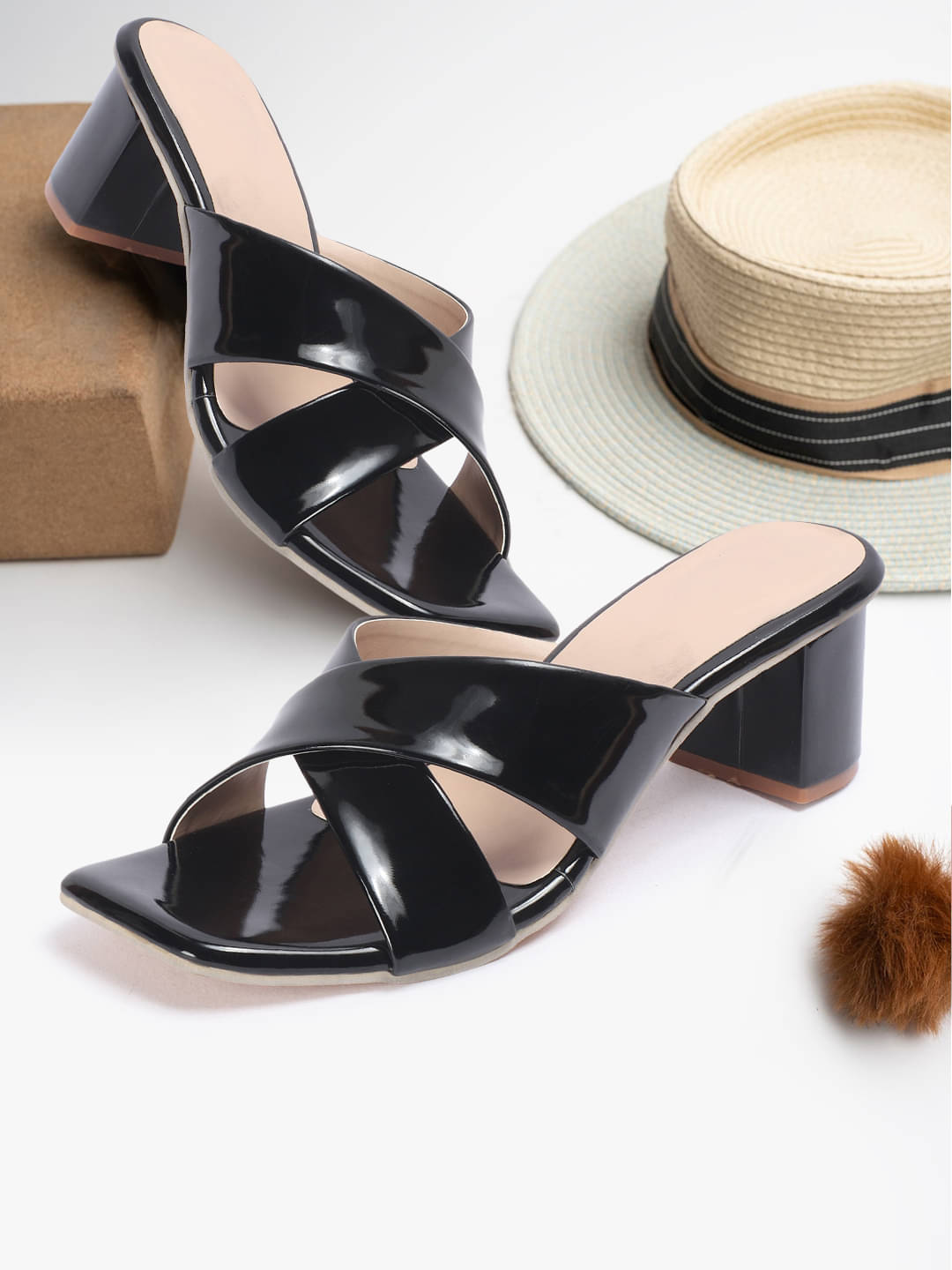     			SSV Black Women's Slip On Heels