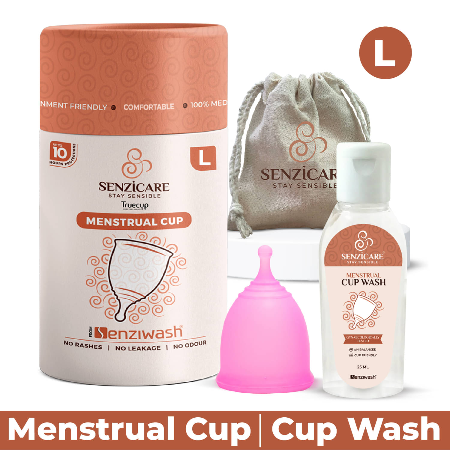     			Senziwash Silicone Reusable Menstrual Cup Large ( Pack of 1 )