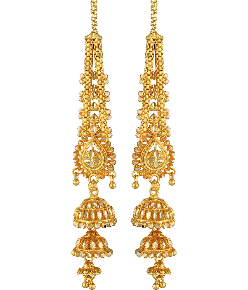 Vighnaharta Gold Jhumki Earrings ( Pack of 1 ) - Earrings | Buy online on ZillyBuy