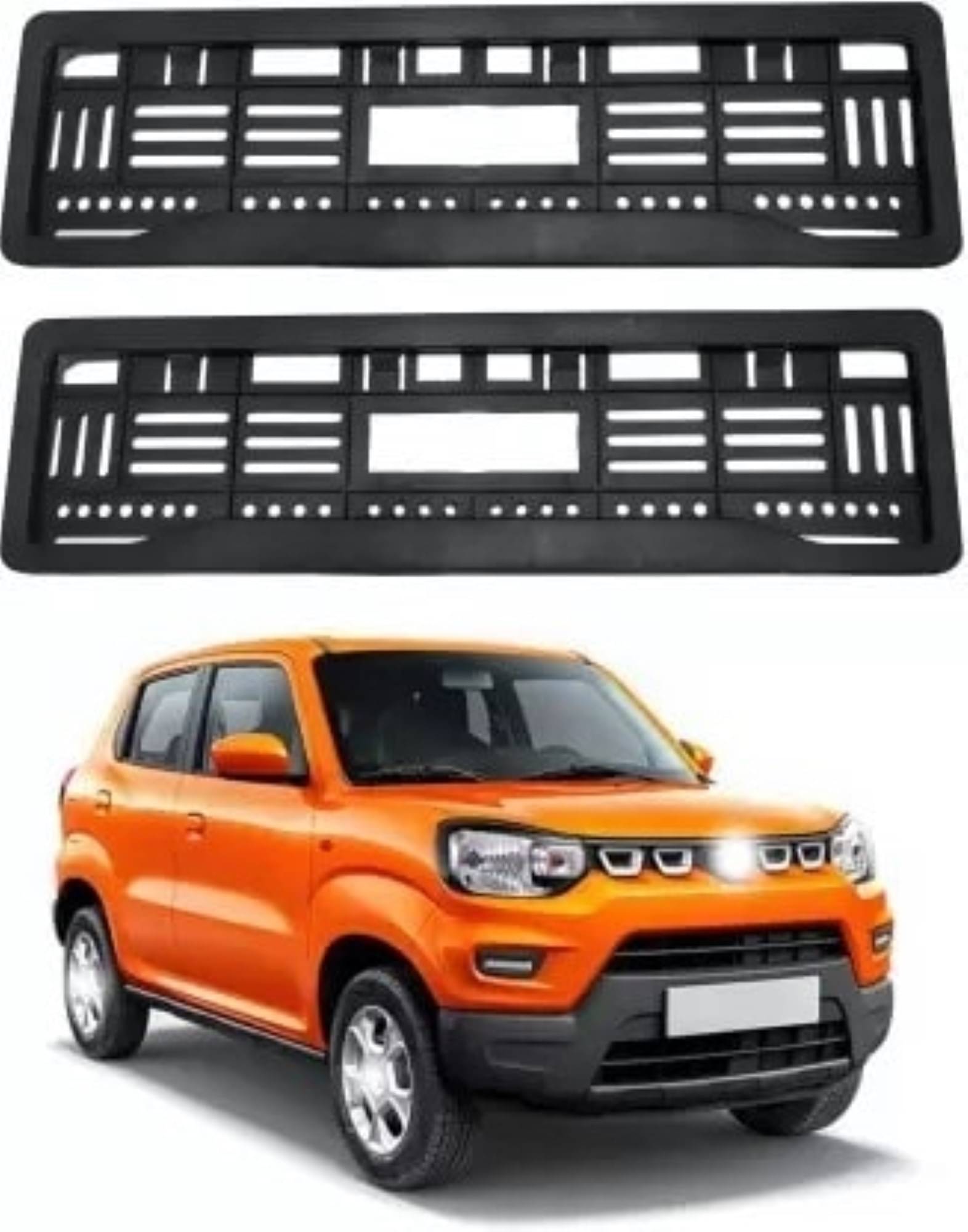    			ARLOOK Black Number Plate Frame Set of 2 for Breeza