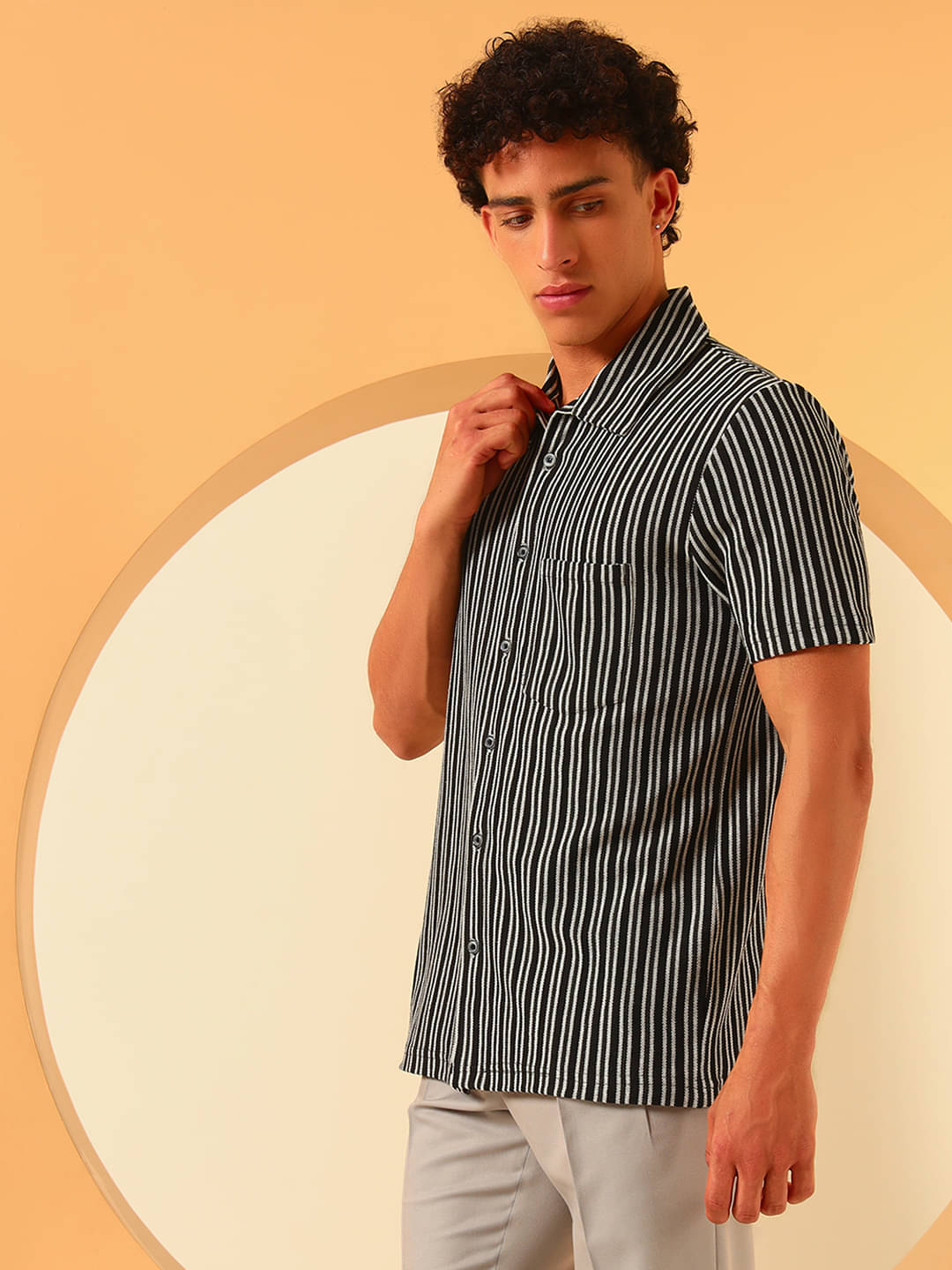     			ATIGIANO APPAREL Polyester Slim Fit Striped Half Sleeves Men's Casual Shirt - Multicolor ( Pack of 1 )