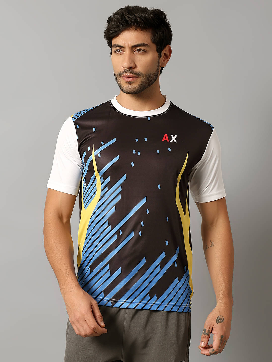Auxamis Polyester Regular Fit Printed Half Sleeves Men's Round T-Shirt - Black ( Pack of 1 )     			Auxamis Polyester Regular Fit Printed Half Sleeves Men's Round T-Shirt - Black ( Pack of 1 )