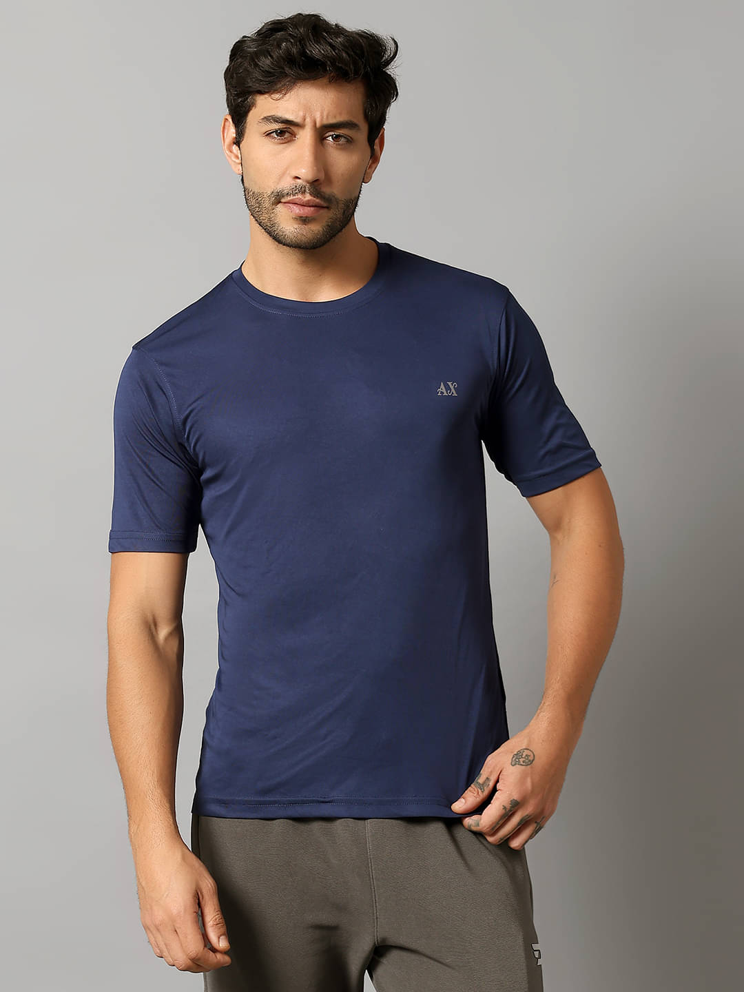 Auxamis Polyester Regular Fit Solid Half Sleeves Men's Round T-Shirt - Navy Blue ( Pack of 1 ) Auxamis Polyester Regular Fit Solid Half Sleeves Men's Round T-Shirt - Navy Blue ( Pack of 1 )