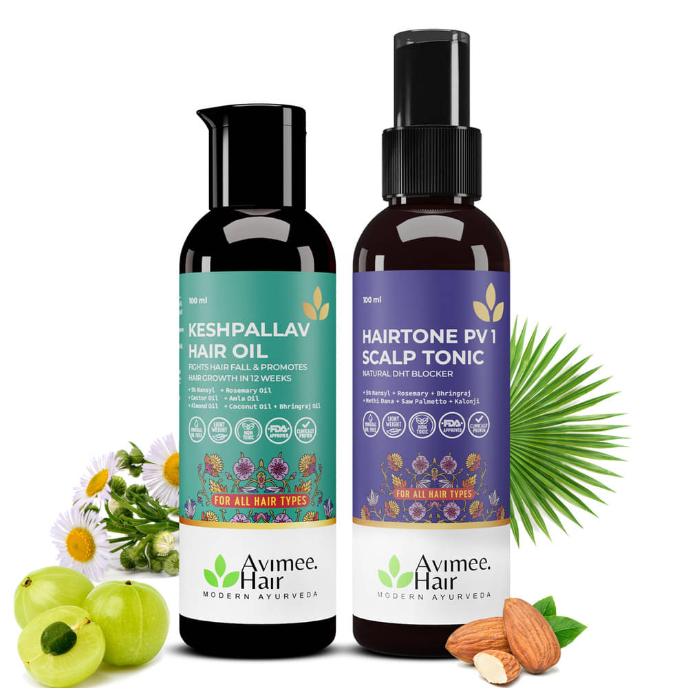     			Avimee Herbal Hair Care Combo Keshpallav Oil with Hairtone PV1 Spray With Nansyl & DHT Blocking Actives 100 ml each, (Pack of 2)