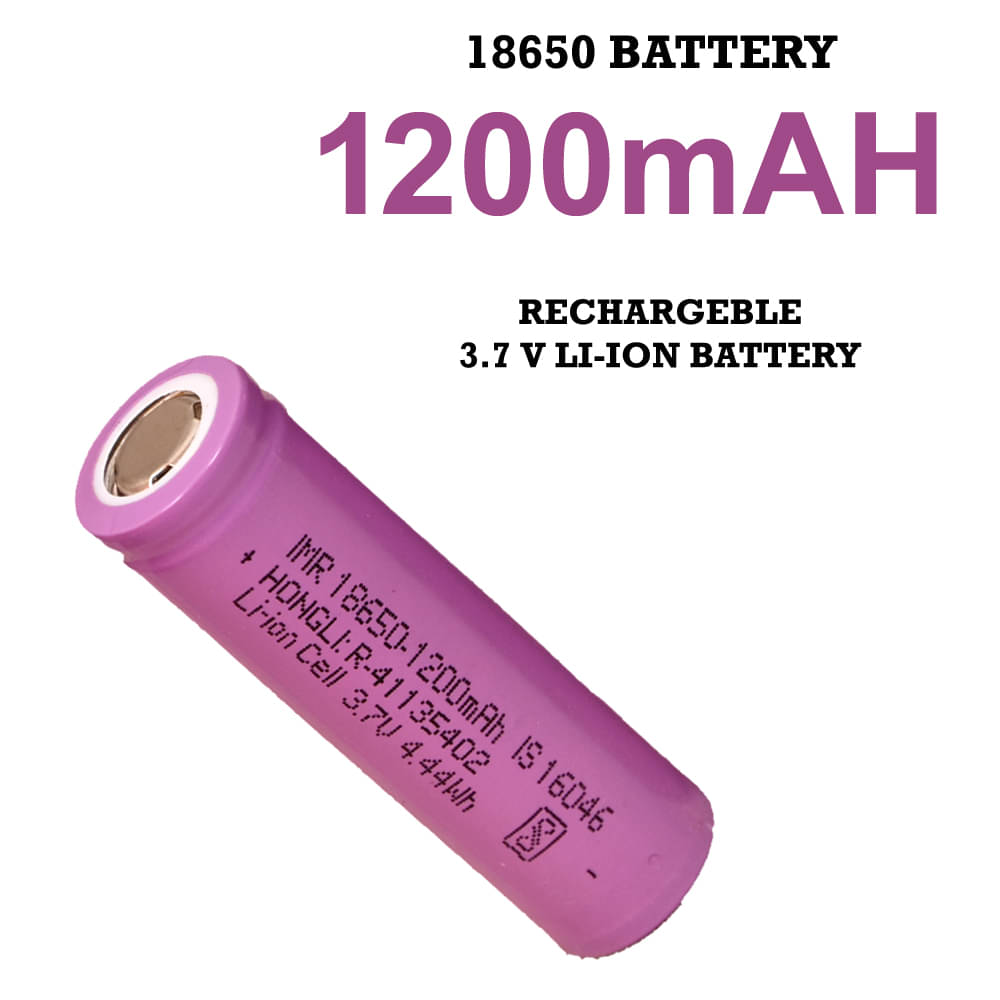     			CONSONANTIAM High Capacity Hongli Lithium Ion 1200mAH Rechargeable Original Power Ultra High Capacity Cell Batteries, LED, Bluetooth Speaker, Laptops, Torch, Flat Top, 3.7V (Pack of 1)