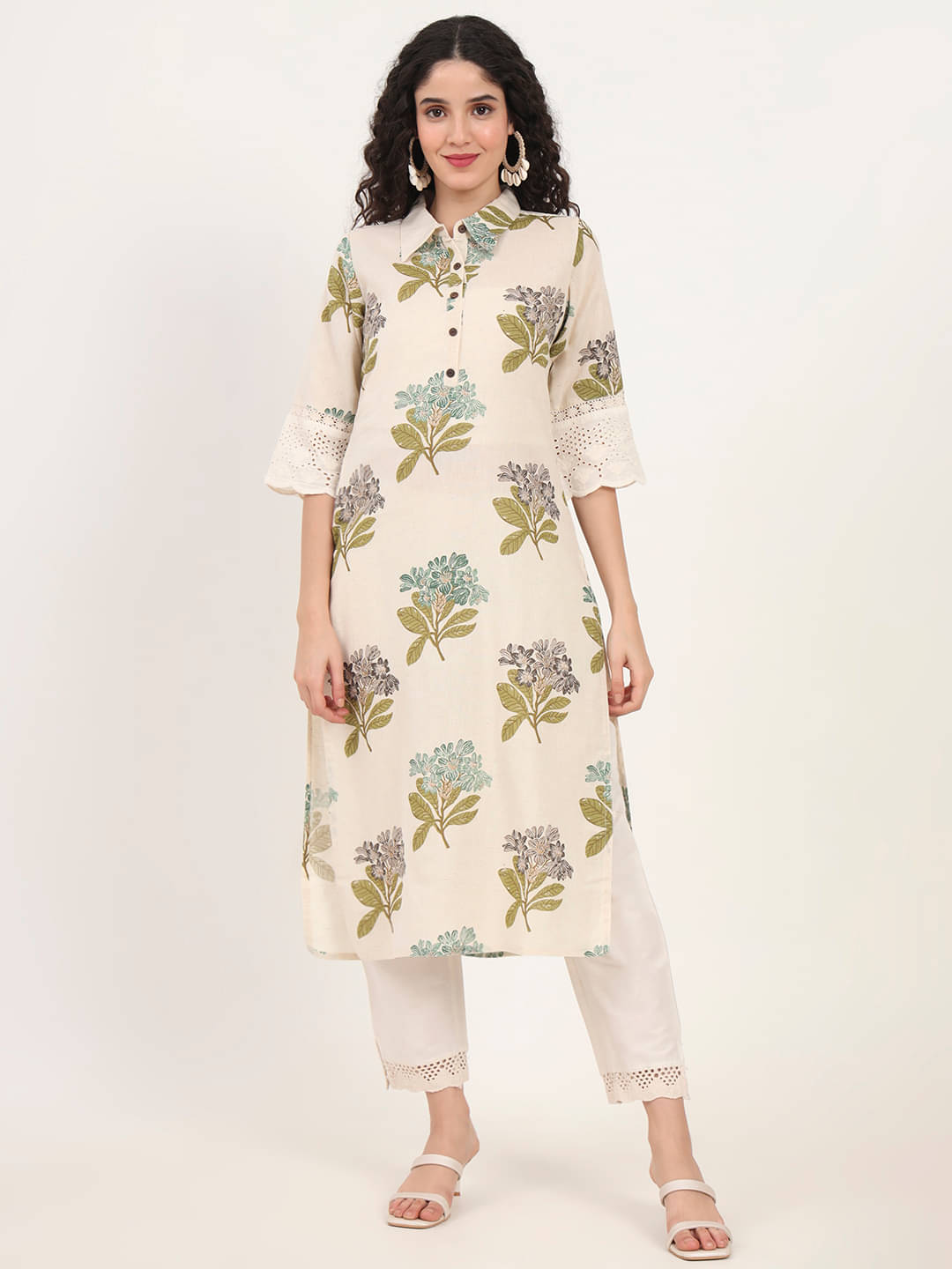     			Divena Pack of 1 Cotton Printed Straight Women's Kurti - ( Green )