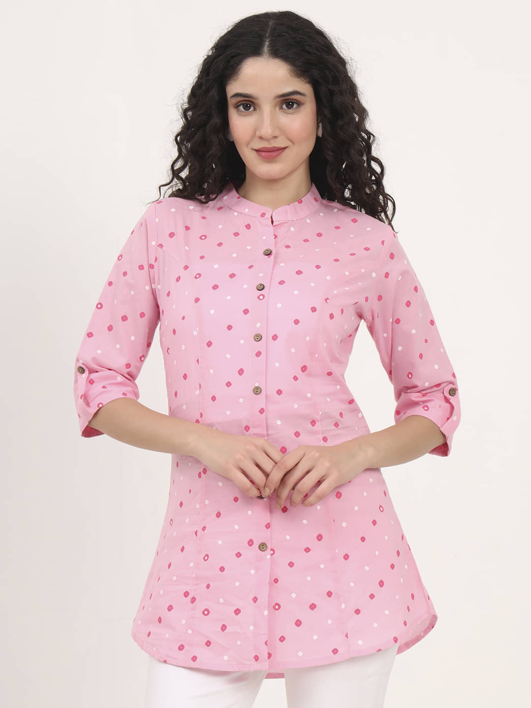 Divena Pink Cotton Women's Tunic ( Pack of 1 ) Divena Pink Cotton Women's Tunic ( Pack of 1 )