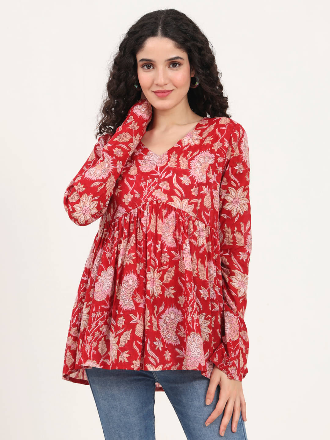 Divena Women's Cotton Peplum Top ( Red ) Divena Women's Cotton Peplum Top ( Red )