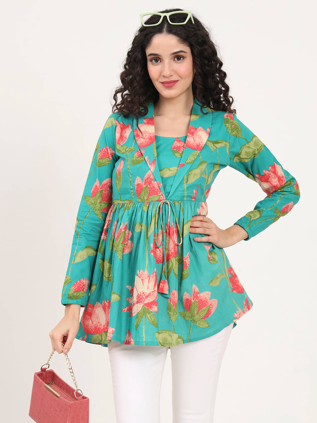     			Divena Women's Cotton Peplum Top ( Red )