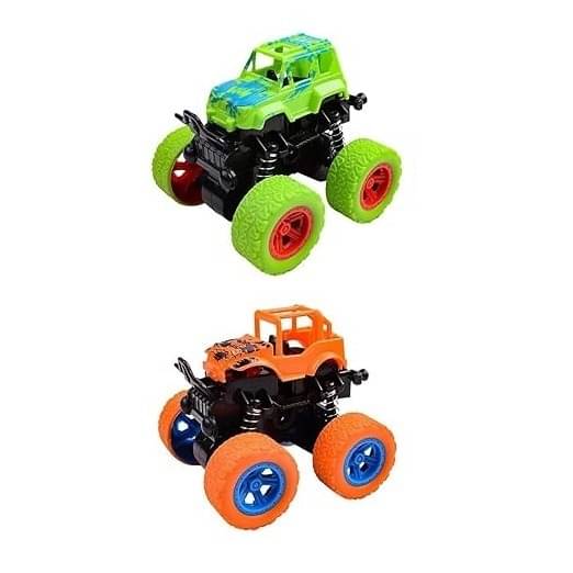     			Eclet 2-PCS mini Monster Truck car Toy for Boys Push and Go Friction Powered Car Toys,  (Double-Directions Inertia Pull Back Vehicle Set,Birthday Party Gift for Kids, Pack of: 2)