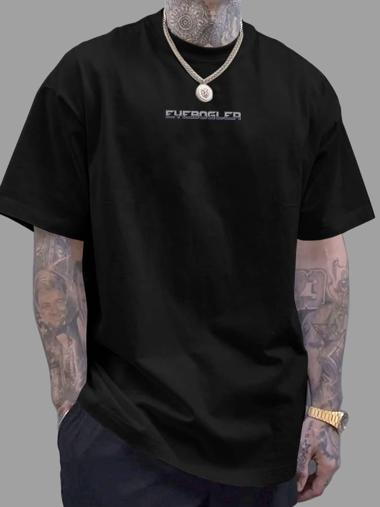 Eyebogler Cotton Blend Oversized Fit Printed Half Sleeves Men's Round T-Shirt - Black ( Pack of 1 ) Eyebogler Cotton Blend Oversized Fit Printed Half Sleeves Men's Round T-Shirt - Black ( Pack of 1 )