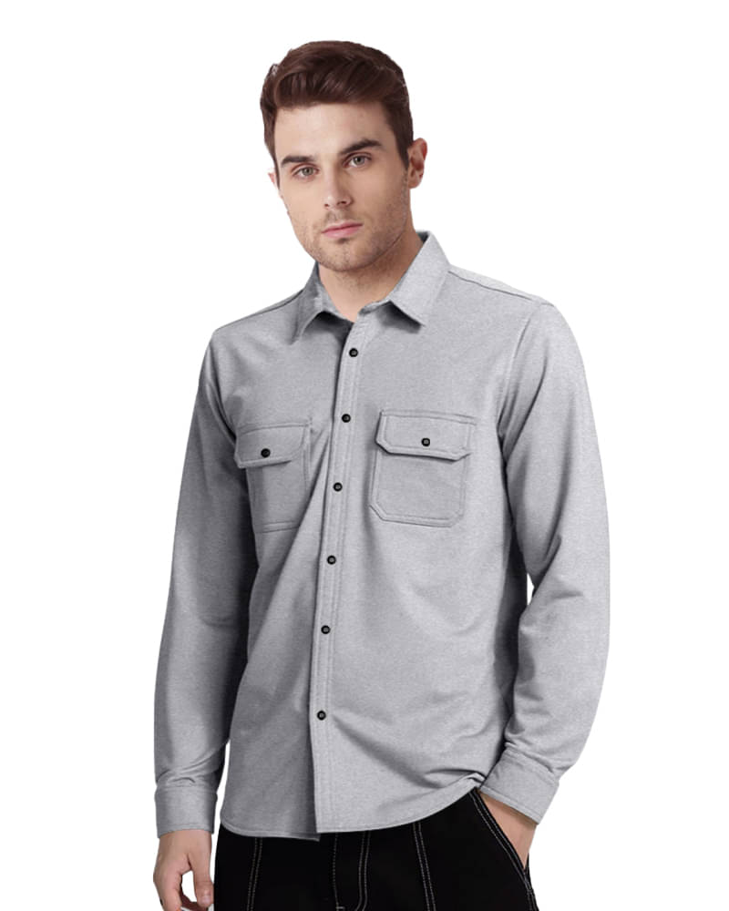     			Eyebogler Cotton Blend Regular Fit Solids Full Sleeves Men's Casual Shirt - Grey ( Pack of 1 )