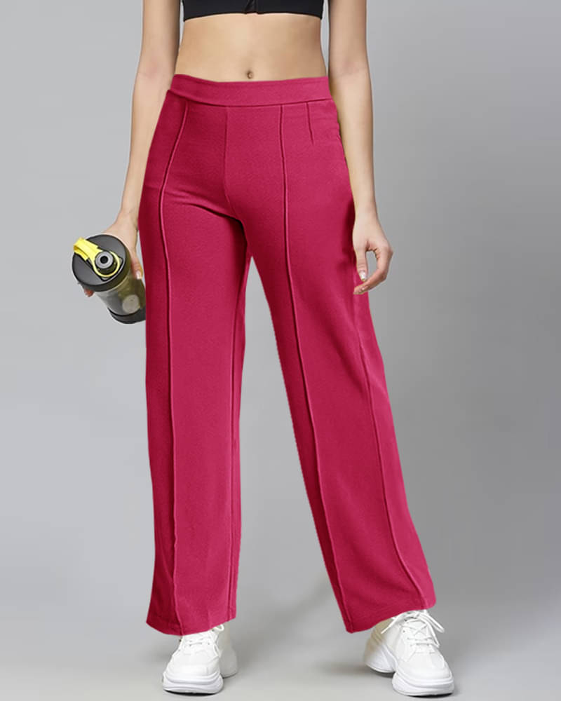     			Eyebogler Pack of 1 Polyester Straight Women's Casual Pants ( Pink )