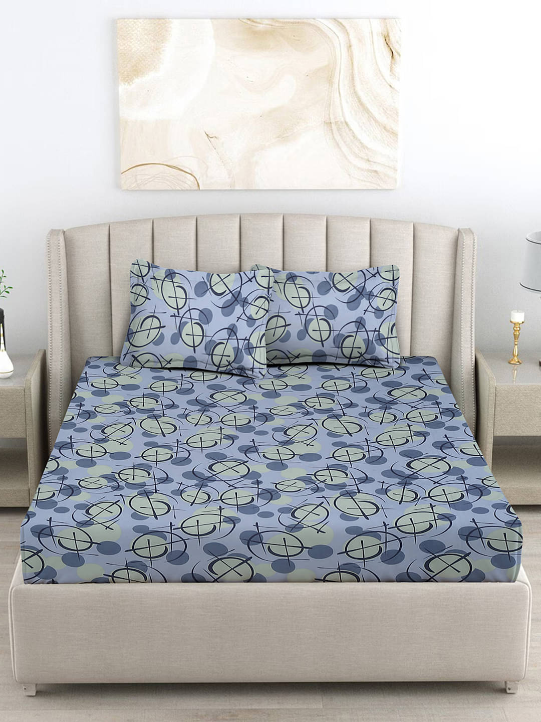 FABINALIV Poly Cotton 1 Double Bedsheet with 2 Pillow Covers ( Multicolor ) FABINALIV Poly Cotton 1 Double Bedsheet with 2 Pillow Covers ( Multicolor )