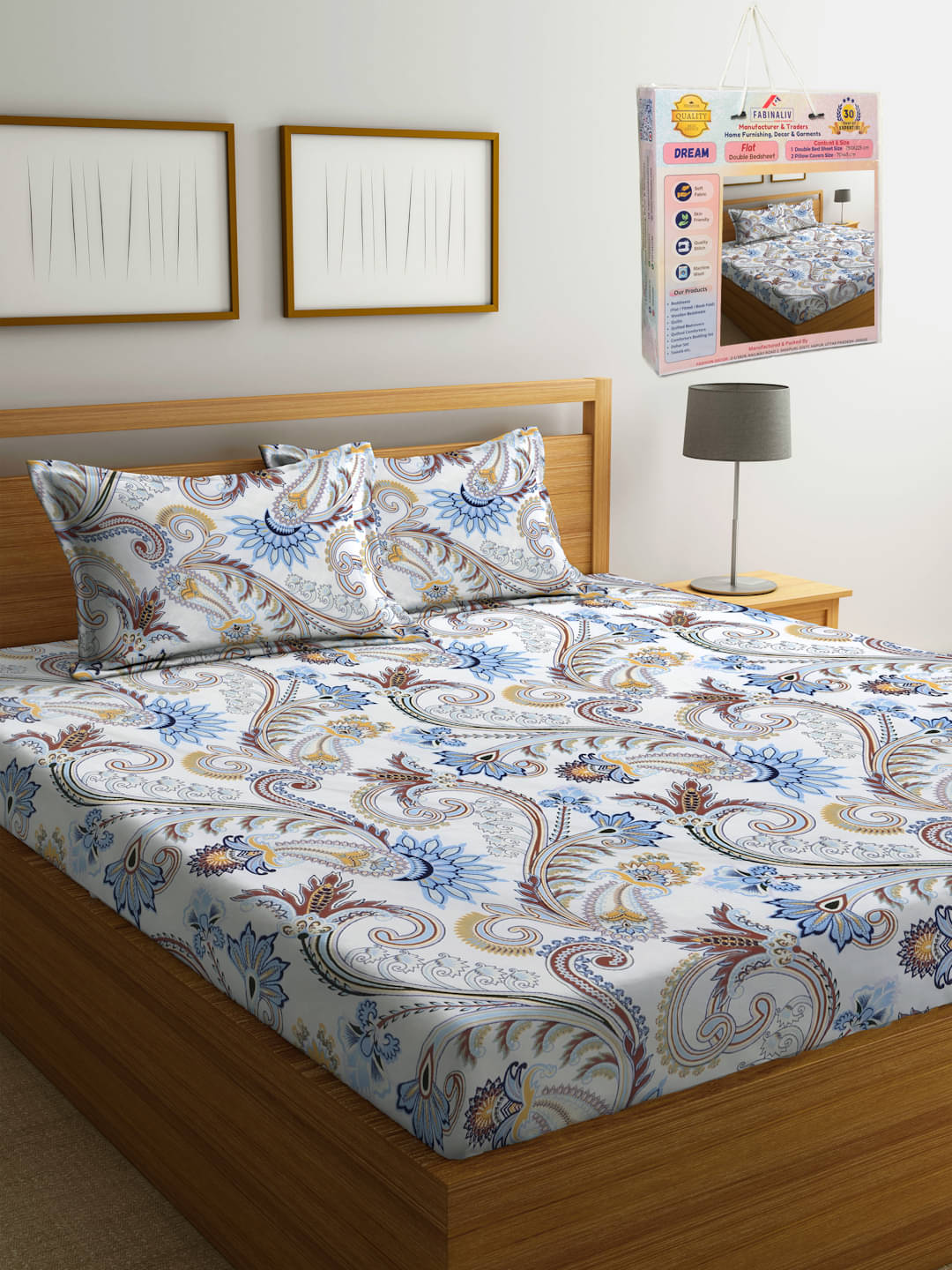 FABINALIV Poly Cotton 1 Double Bedsheet with 2 Pillow Covers ( White )     			FABINALIV Poly Cotton 1 Double Bedsheet with 2 Pillow Covers ( White )