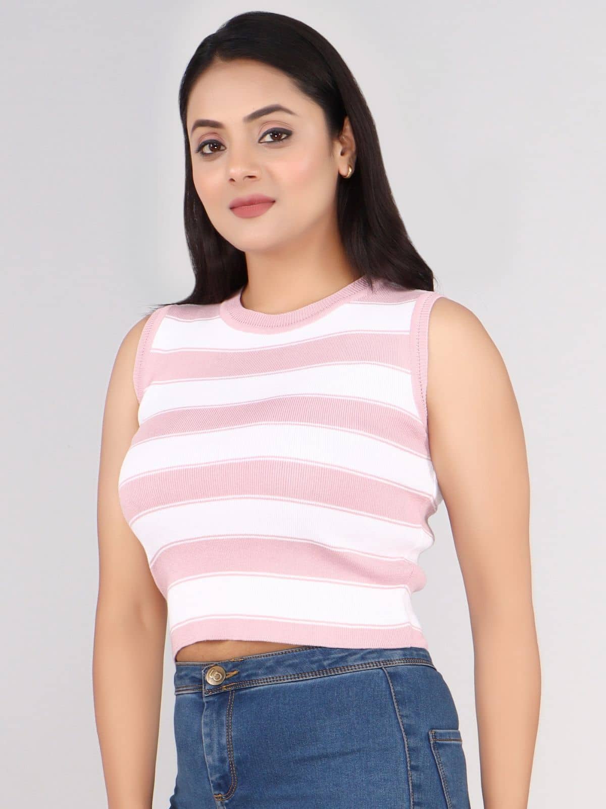 FEVERFEW Women's Cotton Crop Top ( Pink )